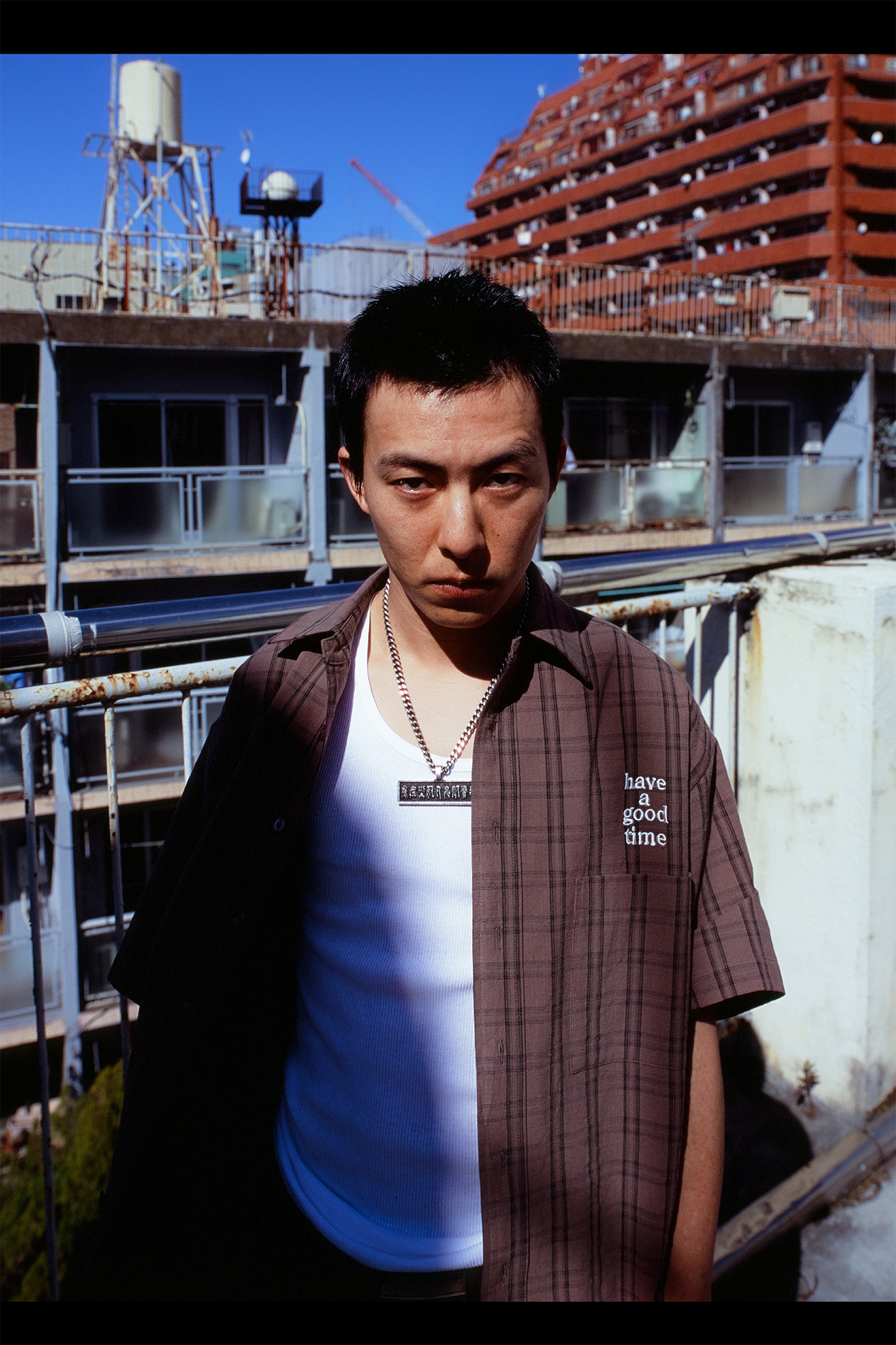 MINI LOGO S/S CHECK SHIRT BROWN