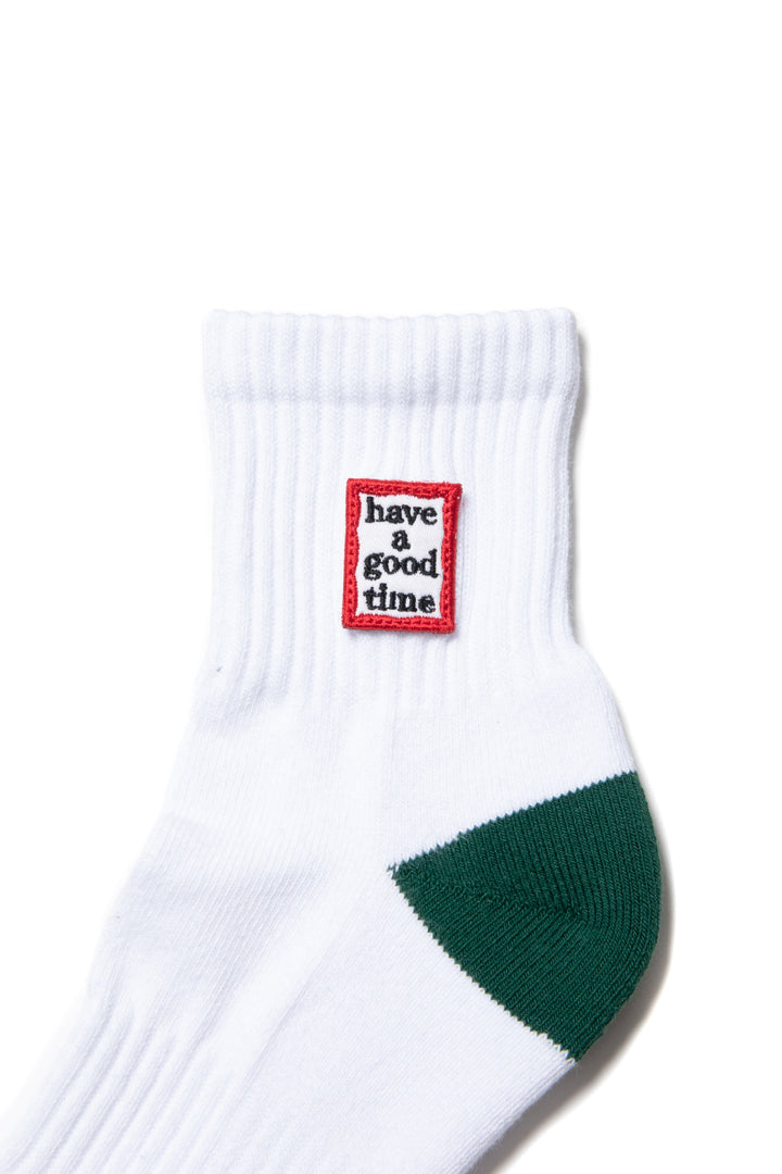 FRAME SOCKS WHITE/GREEN – have a good time