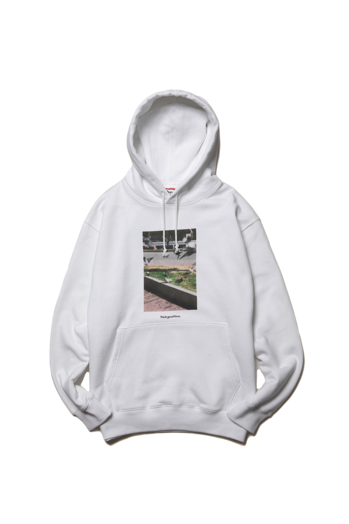 THINK GOOD TIME PULLOVER HOODIE WHITE – have a good time