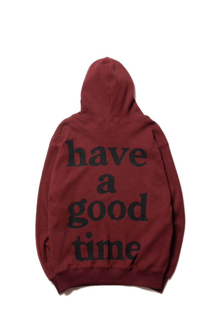 LOGO THERMAL PULLOVER HOODIE BURGUNDY – have a good time